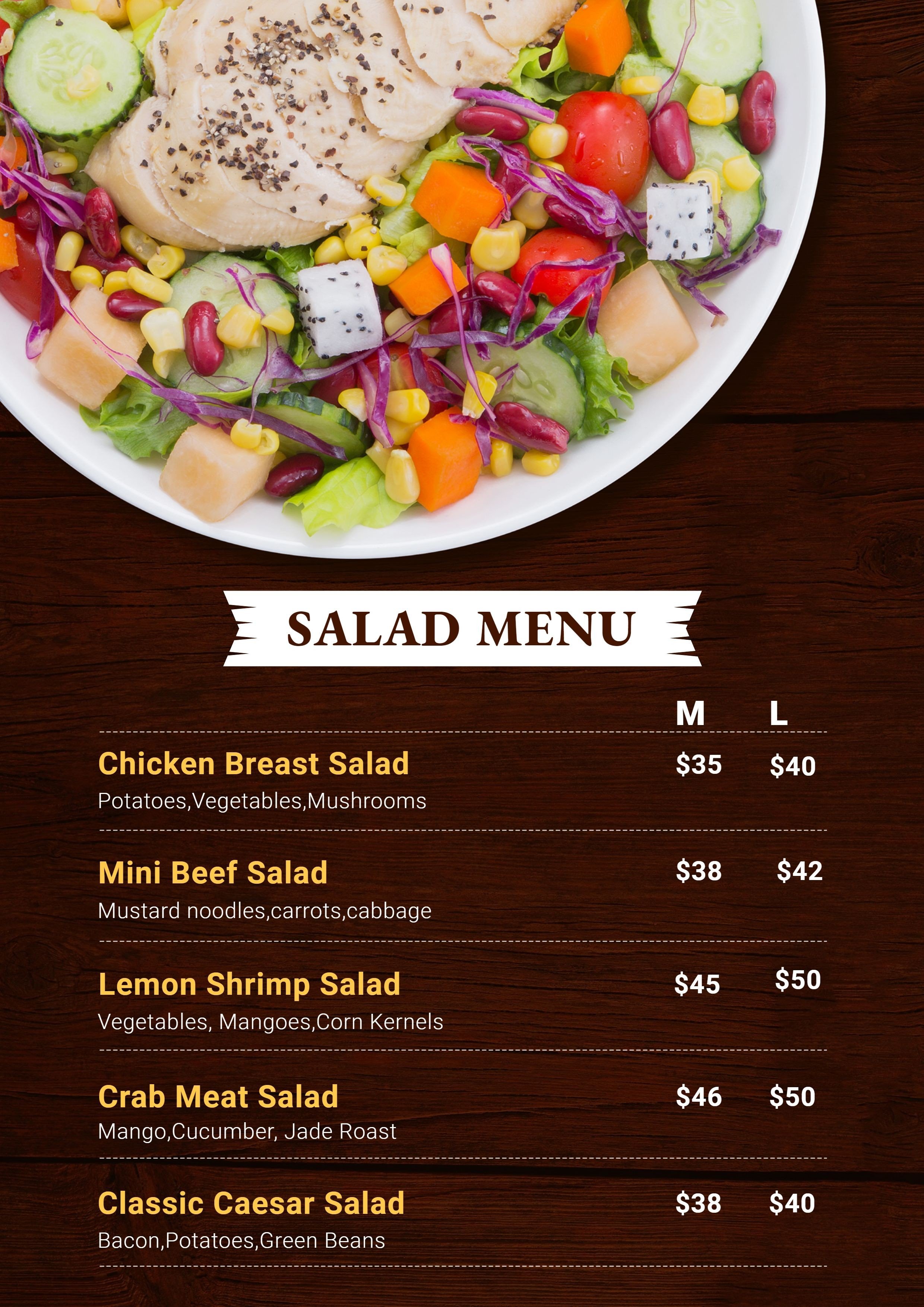 Salad Bar Healthy Light Food Diner Restaurant Menu