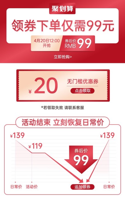 聚划算价格曲线促销海报预览效果