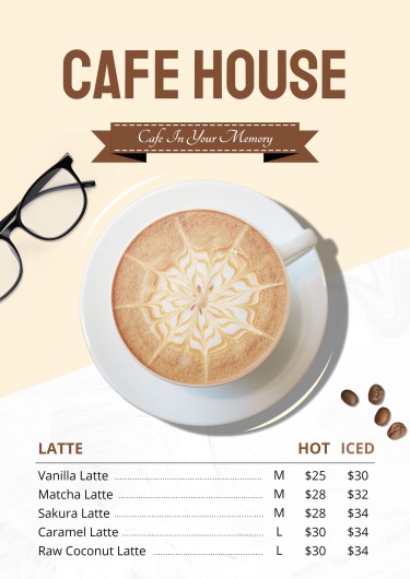 Simple Glasses Decorate Cafe House List Menu