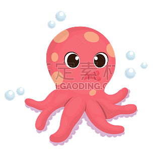 手绘-卡通风海洋动物元素-章鱼