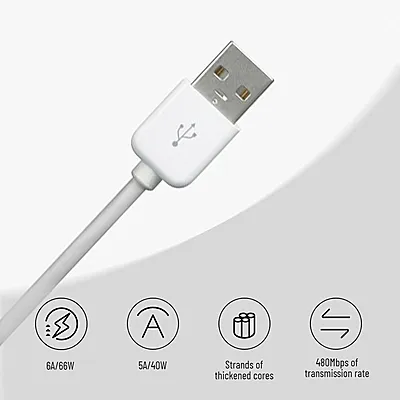 Electronic Charger Cable Details Annotation Description Icons Badges Labels Ecommerce Product Image