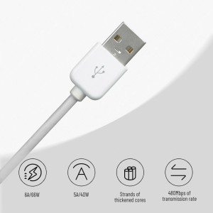 Electronic Charger Cable Details Annotation Description Icons Badges Labels Ecommerce Product Image