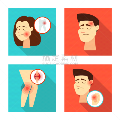 损坏的,图标集,设计师,男人,女人,女孩,身体受伤,瘀伤,骨折