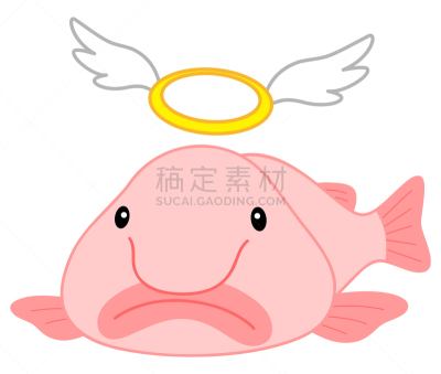 矢量,人物插画,可爱的,翅膀,生物,动物头,改变形式,绘画插图,水下,鱼类