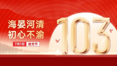 建党节节日祝福党政红金公众号首图