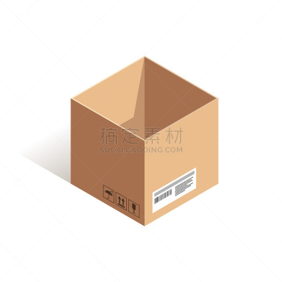 开着的,计算机图标,盒子,一个物体,形状,正方形,三维图形,白色,褐色,纸板