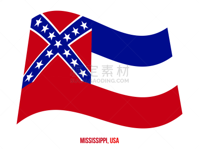 美国州旗,绘画插图,密西西比,美国,矢量,白色背景,亚利桑那州州旗,阿拉巴马州旗,美国东部,田纳西州旗