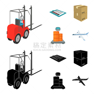 货物集装箱,叉车,设备用品,滑垒守场员,分离着色,商务,包装,递送,收集