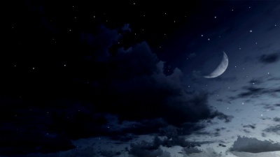 夜空中的流星带半个月亮的电影环路