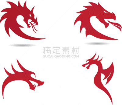 龙,符号,传统,模板,自然美,动物,细毛纤维,吉祥物,剪影