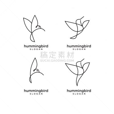 现代,简单,蜂鸟,分离着色,抽象,线条,白色背景,热带气候,复古风格,模板