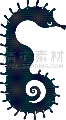 海马,海洋生命,野生动物,海洋,海龙,分离着色,矢量,装饰,剪影