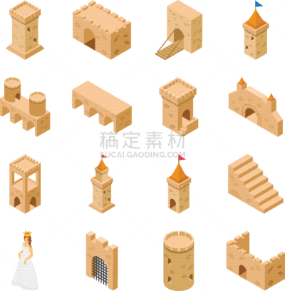 中世纪时代,城堡,矢量,门口,公主,建筑,沙雕,图像