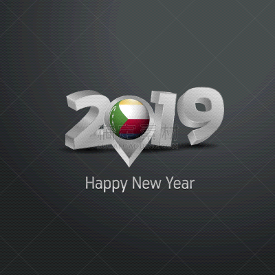 2019,科摩罗,字体,银色,新年前夕,分离着色,白色,白昼,请柬,问候