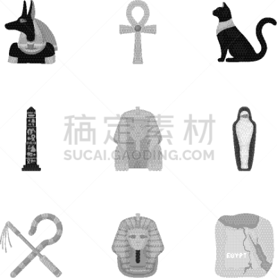 巨大的,计算机图标,古埃及文明,时尚,黑白图片,分离着色,男人,T形十字架,布置,收集
