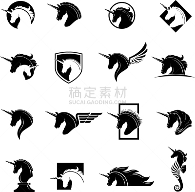 独角兽,动物头,分离着色,迅速,种马,哺乳纲,动物,力量,品牌名称,收集