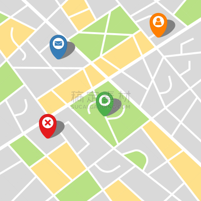 街道图,平衡折角灯,珠针,城市,林荫路,公园,设备用品,距离标记,湖,想象