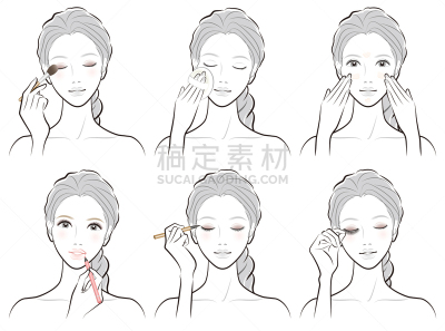 女人,绘画插图,彩妆,可爱的,假睫毛,唇线笔,化妆用品,时装模特,人的脸部,半身像