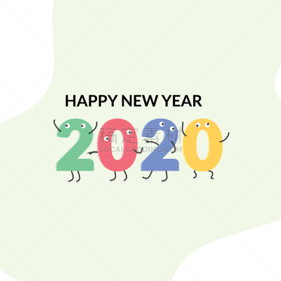 2020,新年前夕,色彩鲜艳,贺卡,形状,蓝色,活力,酷,商务,设计