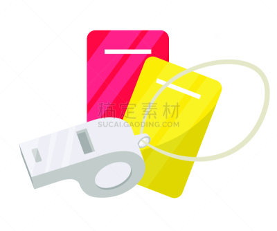 一个物体,红色,足球运动,口哨,黄牌,运动,背景分离,白色,黄色,红牌
