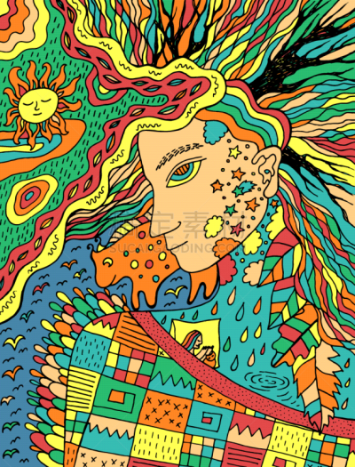 童话故事,秋天,多色的,成年的,矢量,灵性,绘画插图,舒服,可爱的,幻想