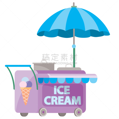 冰淇淋,街道,一个物体,分离着色,白色背景,推车,贩卖