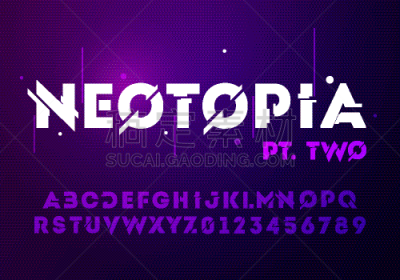 technology effect font futuristic typography