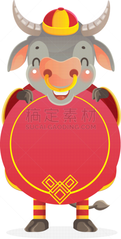 母牛,可爱的,传统,贺卡,春节,中文,新年前夕,十二生肖,动物,节日