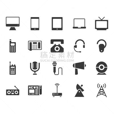 设备用品,图标集,商务,计算机,电子邮件,信函,电视机,药丸,耳机,沟通