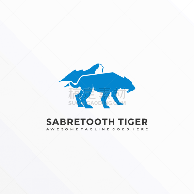 logo saber tooth blue color silhouette style