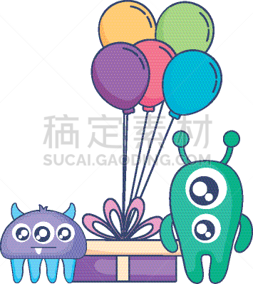 奇异的,礼物,怪物,氦,气球,可爱的,基因突变,魔鬼,小的