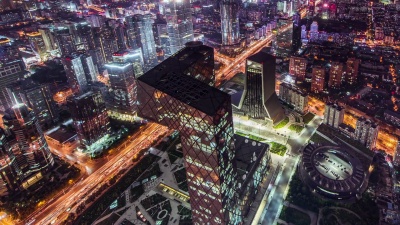 T/L WS HA ZO CCTV夜间中央电视台、CCTV总部鸟瞰
