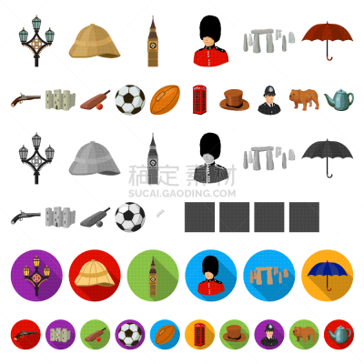 非都市风光,英格兰,计算机图标,漫画,红色,巨大的,传统,旅途,收集,布置