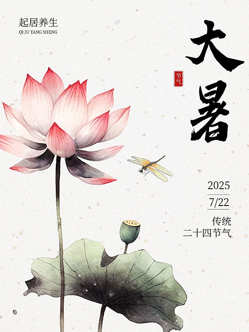 大暑节气科普中式感小红书套装小红书封面