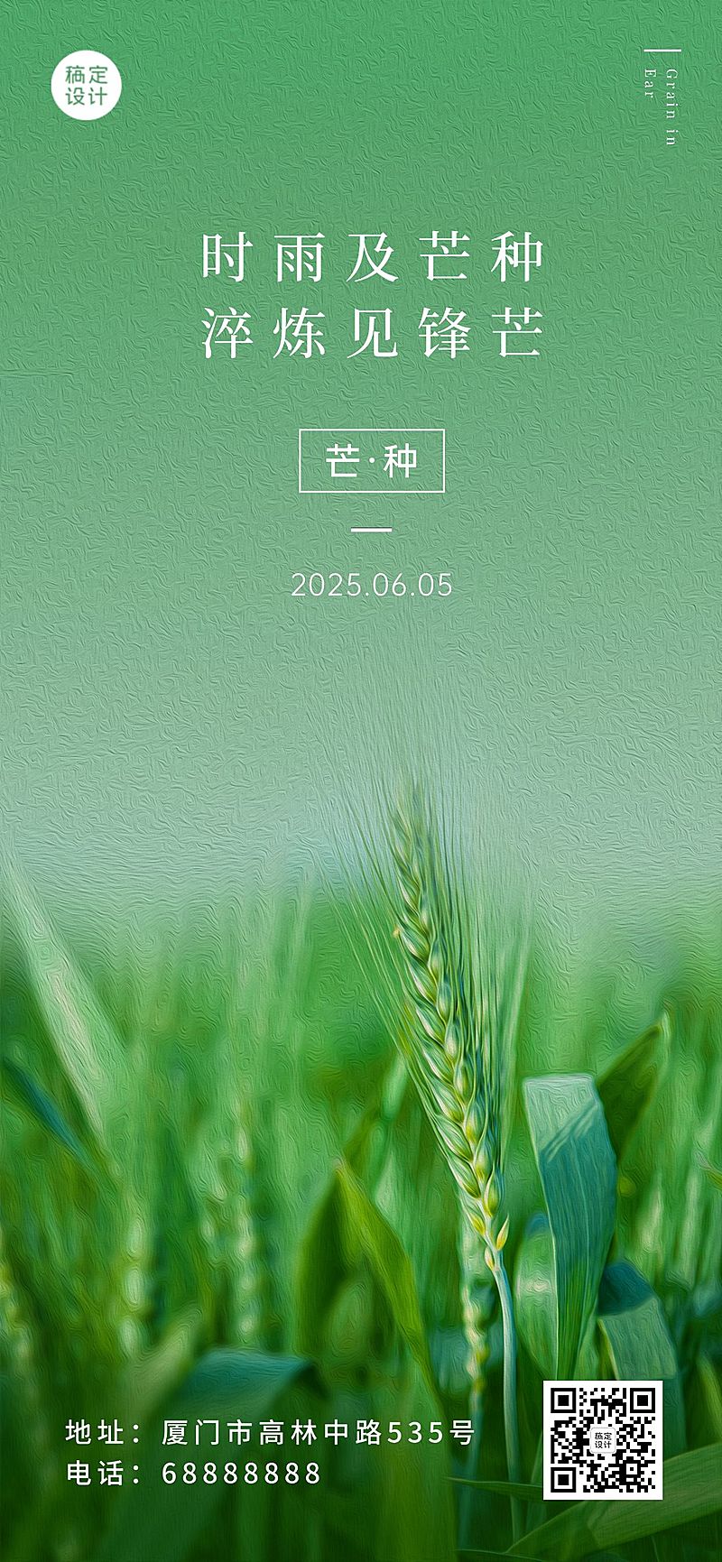 芒种节气祝福企业祝福问候全屏海报