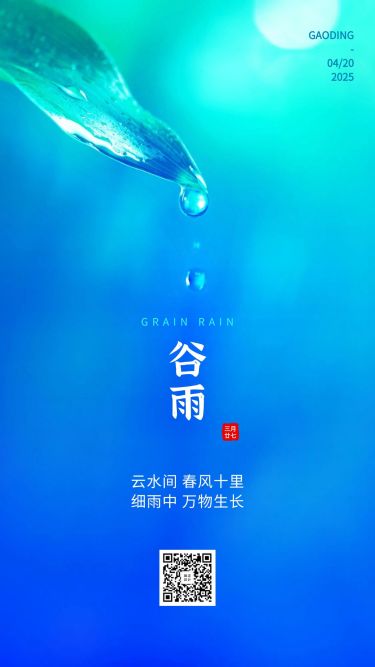 谷雨节气实景植物露珠手机海报