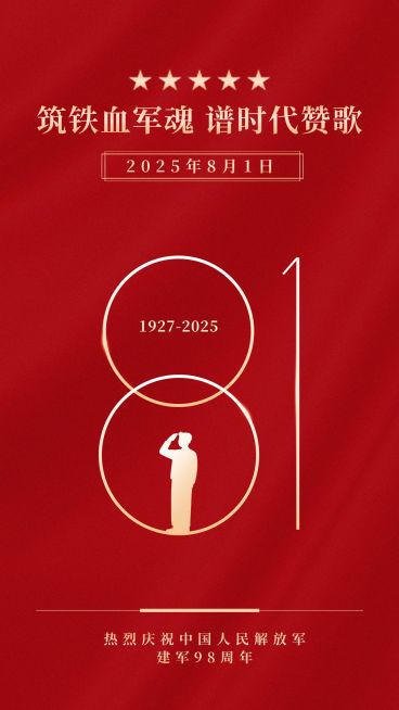 建军节节日祝福排版手机海报预览效果