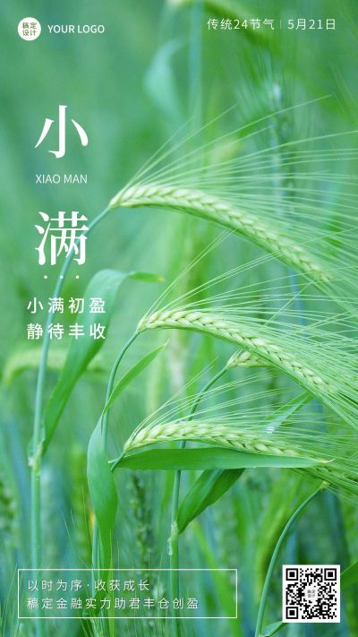 小满金融保险节气祝福问候实景风手机海报