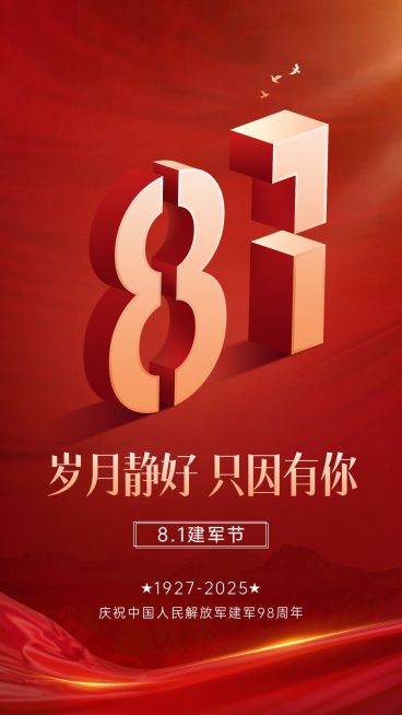 建军节节日祝福排版手机海报预览效果