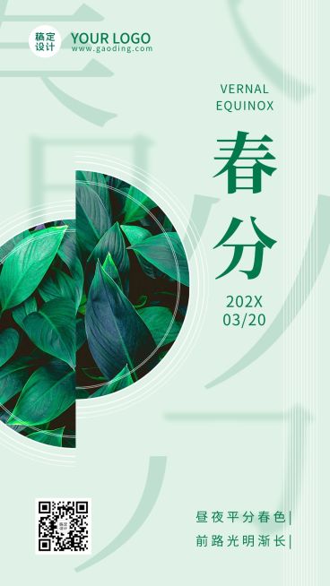 春分节气宣传排版手机海报预览效果