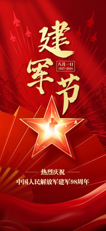 建军节节日祝福全屏竖版海报预览效果