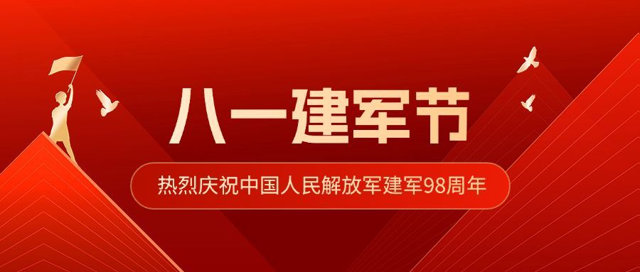 企业红色大气风建军节节日祝福公众号首图预览效果