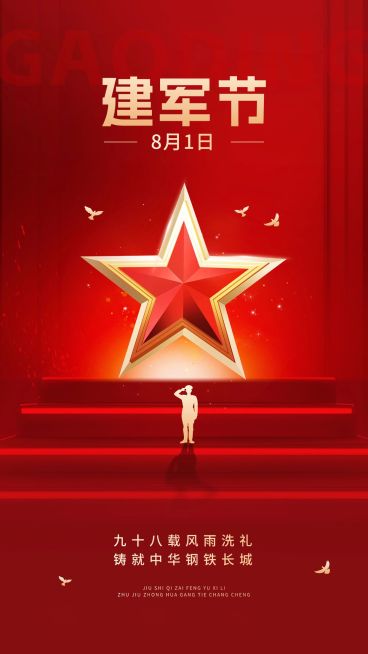建军节节日祝福手机海报预览效果