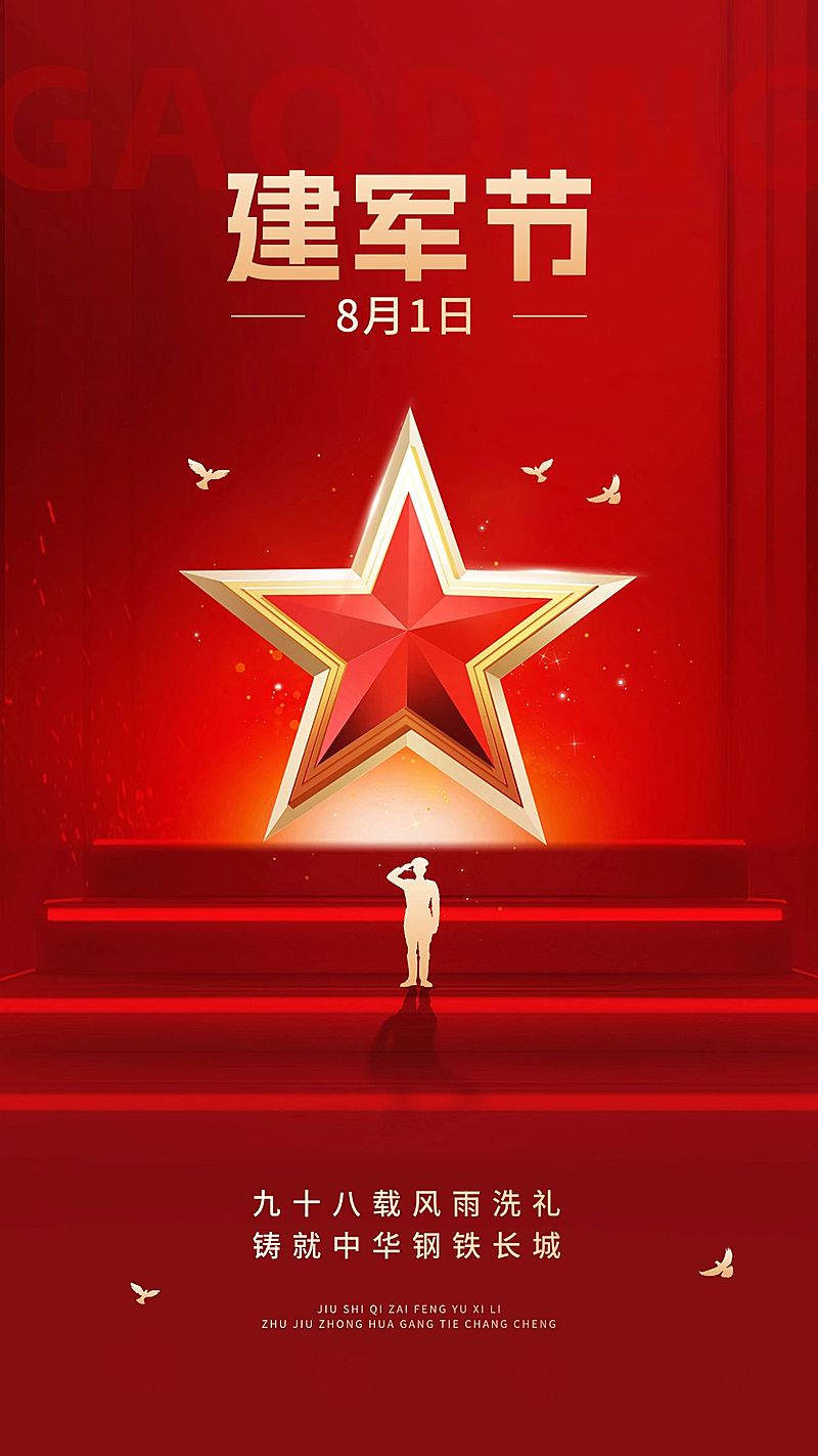 建军节节日祝福手机海报