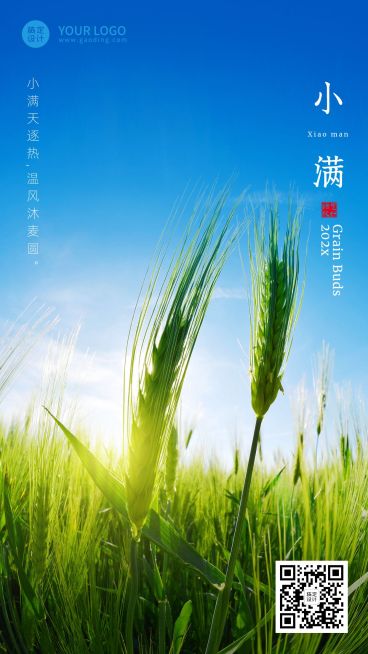 小满节气祝福实景排版手机海报预览效果