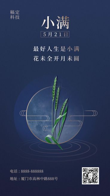 小满暗金地产风手机海报预览效果