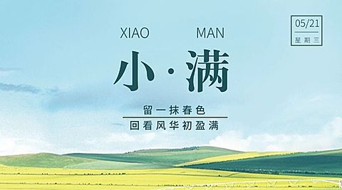 小满节气祝福夏季实景横版海报