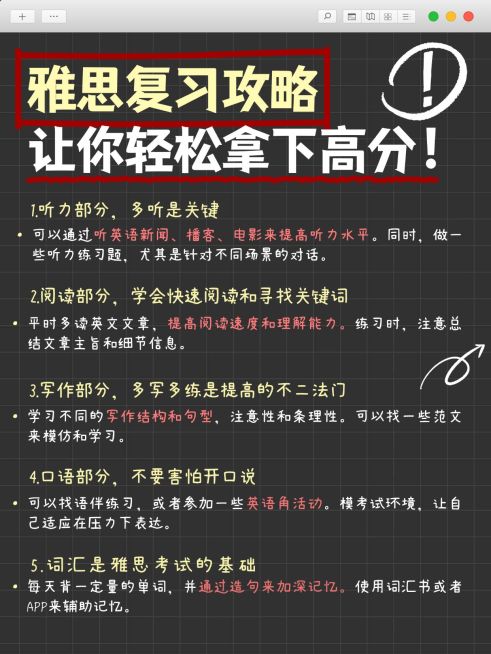 教育雅思复习攻略指南小红书配图预览效果
