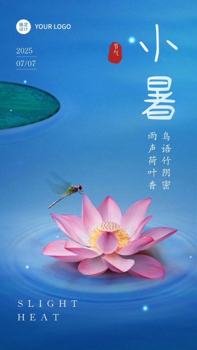 小暑节气实景祝福问候正能量荷花