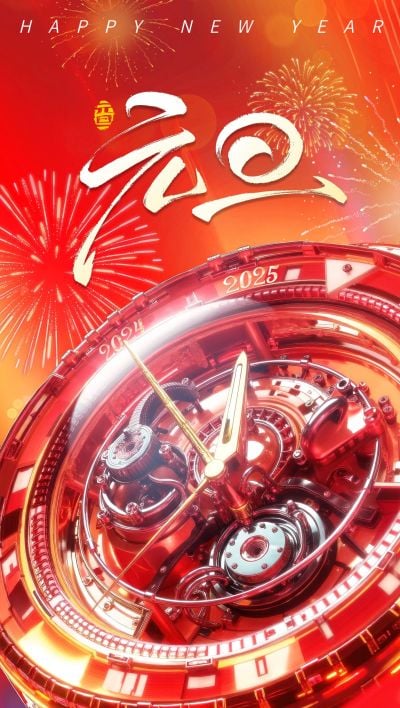 元旦节日祝福超立体的3D表盘内部AI